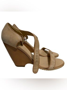 Giuseppe Zanotti Design, Belt Strap Wedge, Size 37 EU Women, Suede, Nude